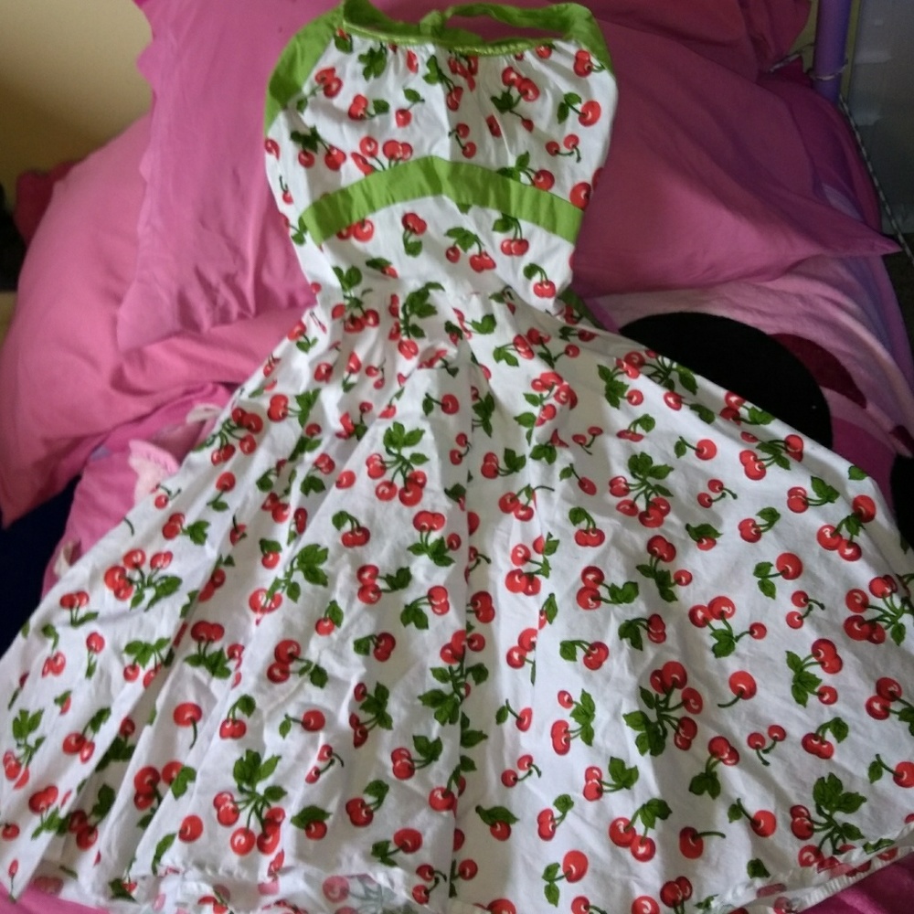 Cute pinup halter dress cherryprint